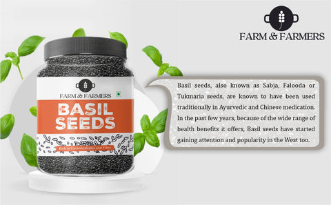 Farm & Farmers Organic Fresh Healthy Seeds, Superfoods, Nutritious Edible Seeds for Eating Packed with Minerals and Vitamins, Sabja Seeds Tukmariya Seeds (Basil Seeds, 250 Gram)