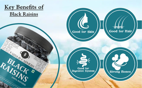 Farm & Farmers Premium Black Raisns Natural Healthy Kishmish Giri Nuts Dry Fruits - 250 gm
