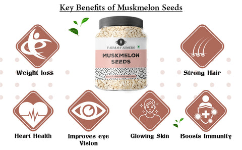 Farm & Farmers Organic Fresh Healthy Seeds, Superfoods, Nutritious Edible Seeds for Eating Packed with Minerals and Vitamins, Kharbuja Beej Kharbooja Bij (Muskmelon Seeds, 250 Gram)