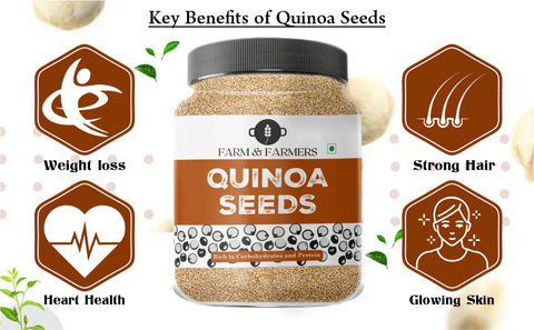 Farm & Farmers Organic Fresh Healthy Seeds, Superfoods, Nutritious Edible Seeds for Eating Packed with Minerals and Vitamins (Quinoa Seeds, 1 Kg)