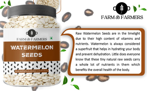 Farm & Farmers Organic Fresh Healthy Seeds, Superfoods, Nutritious Edible Seeds for Eating Packed with Minerals and Vitamins, Magaj Beej Tarbooj Seed (Watermelon Seeds, 1 Kg)