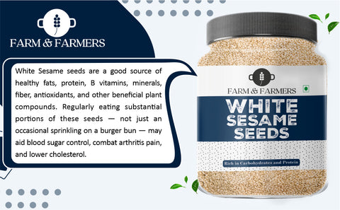 Farm & Farmers Organic White Sesame Seeds - Safed Tal For Weight Management High In Nutrient, Dietary Fibre, Superfoods Til Seeds for Eating Fresh and Natural - 250 Gram